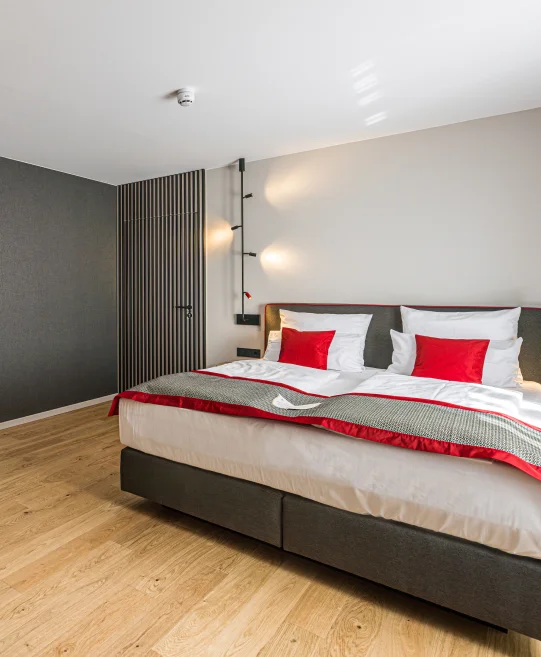Doppelbett im Hotel Michaelis